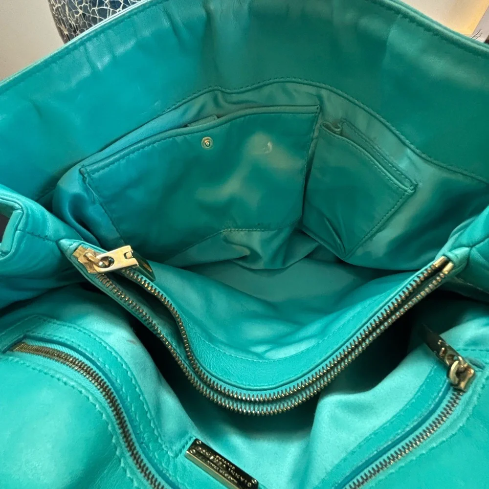 RARE Gianni Versace Couture "Snap Out Of It" Turquoise Nappa Satchel - Picture 10 of 14